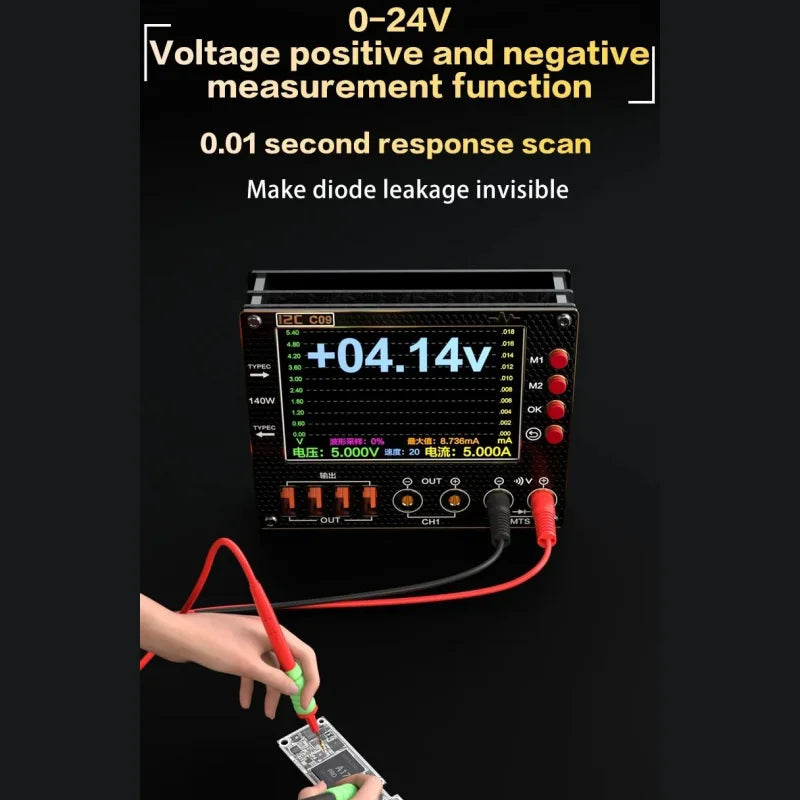 i2C C09 Waveform Ammeter Dual Channel Voltage Current Tester LCD Display Fast Diode Scaning for Phone Electronic Repair