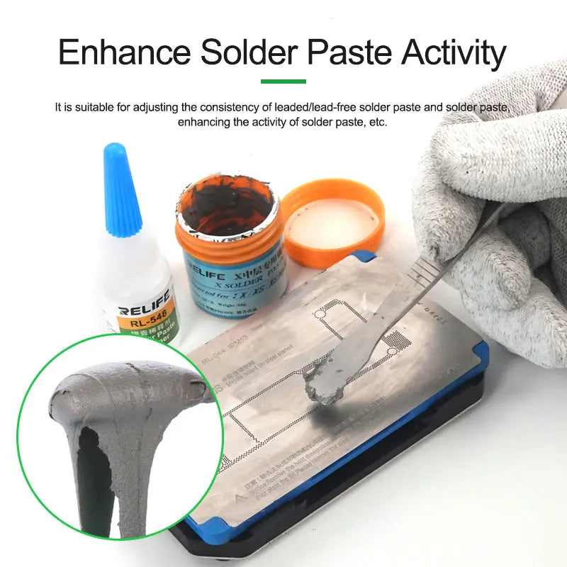 RELIFE RL-548 Solder Paste Thinner Leaded/Lead-Free Universal Enhance Solder Paste Activity Eco-Friendly and Tasteless