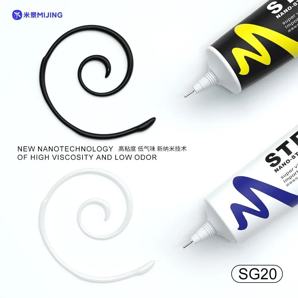 Mijing SG20 50ML Strong Nano Structural Adhesive Soft Multi Purpose Glue For Mobile Phones Touch Screen Back Cover Bonding Tools