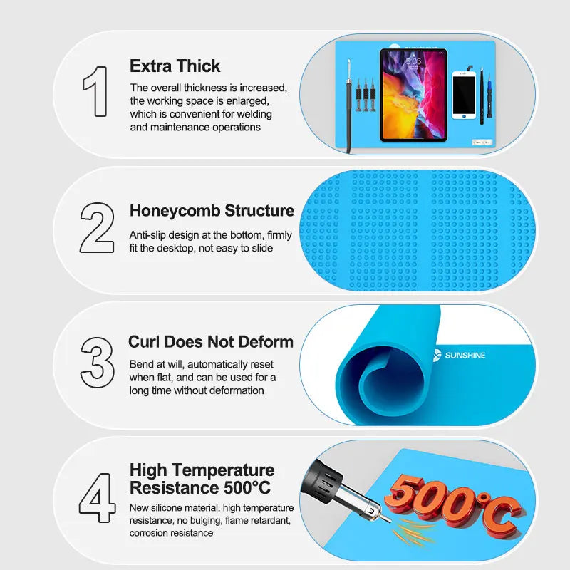 SUNSHINE SS-004F Large High Temperature Resistant High-grade Thermal Insulation Pad  for Electronic Product Repair Station