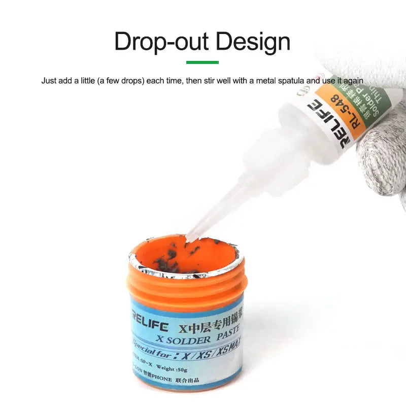RELIFE RL-548 Solder Paste Thinner Leaded/Lead-Free Universal Enhance Solder Paste Activity Eco-Friendly and Tasteless