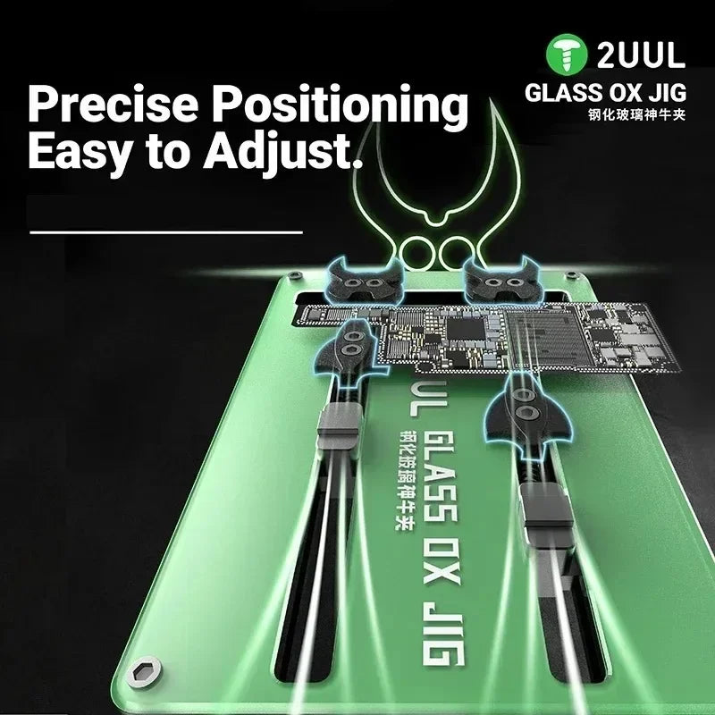 2UUL BH21 OX JIG Universal Phone PCB Board Glass Tempering Surface PCB Holder for Mobile Phones Motherboard CPU IC Repair Tools
