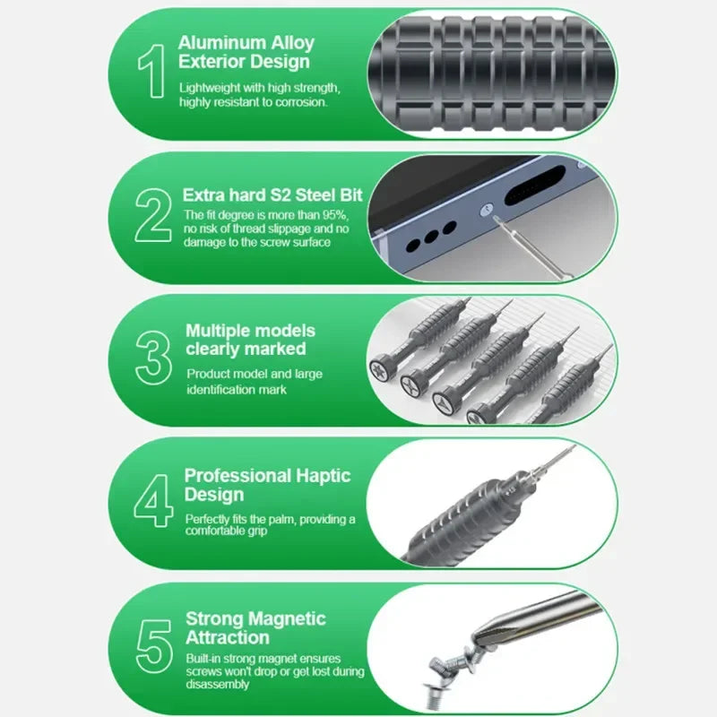 RELIFE RL-730A Universal Disassembly Screwdriver Set for Phone Strong Magnetic Suction Extra Hard S2 Steel Bit Repair Tools