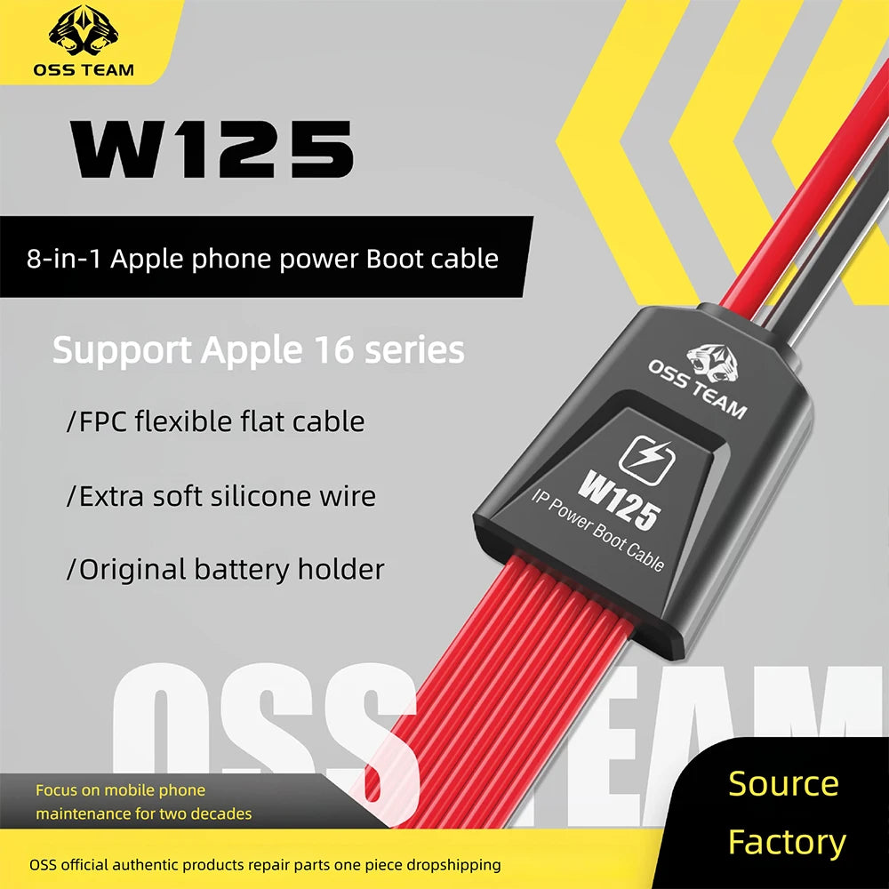 OSS W125 Power Boot Cable Suitable 5A Current for iPhone 7-16Pro Motherboard Repair Power Supply Boot Cable
