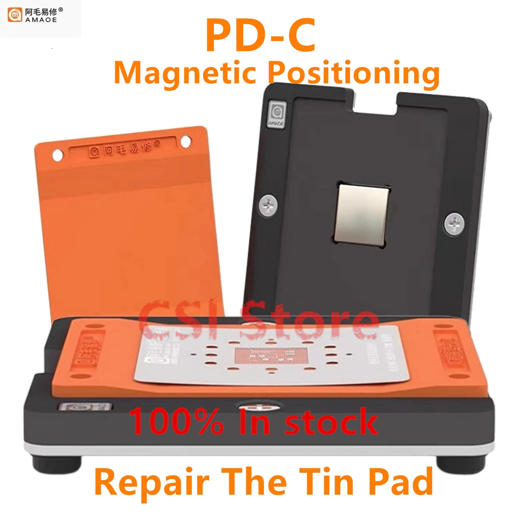 AMAOE PD-C Planting Tin Pad Universal Magnetic BGA Reballing Platform for iPhone 6-15 Phone CPU IC Rework Adsorption Silicon Mat