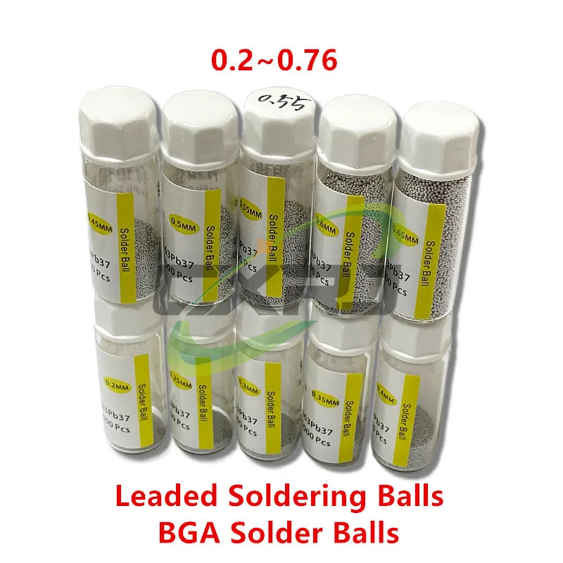 1 Bottle Reballing Balls (0.2 0.25 0.3 0.35 0.4 0.45 0.5 0.55 0.6 0.65 0.76 ) BGA LeadSolder Ball Leaded BGA Rework Repair Tools