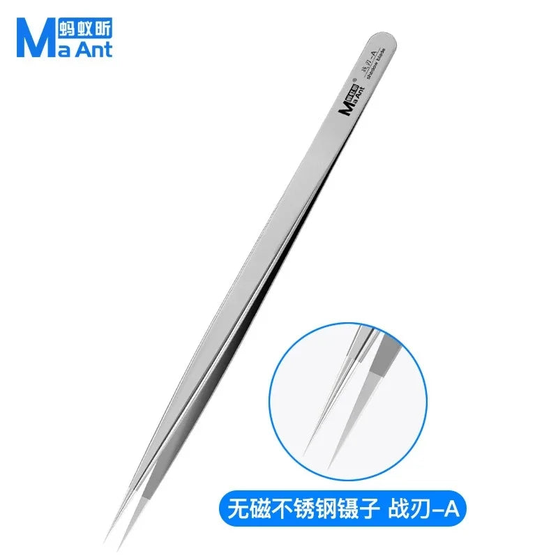 MaAnt SS-A/A1/J Tweezers Multifunction sturdy Non Magnetic Stainless Steel Aviation Material For SMD PCB Phone Repair Tools