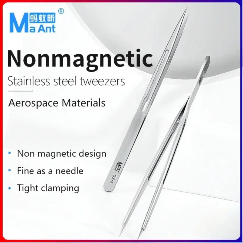 MaAnt SS-A/A1/J Tweezers Multifunction sturdy Non Magnetic Stainless Steel Aviation Material For SMD PCB Phone Repair Tools