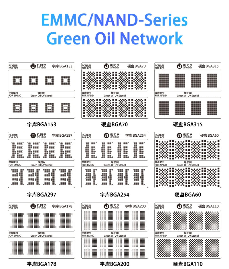 JTX GS-01 Solder Mask Repair Green Oil UV Stencil For EMMC/Nand Series CPU IC Chip BGA Reballing